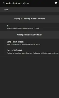 Shortcuts+ Audition android App screenshot 0
